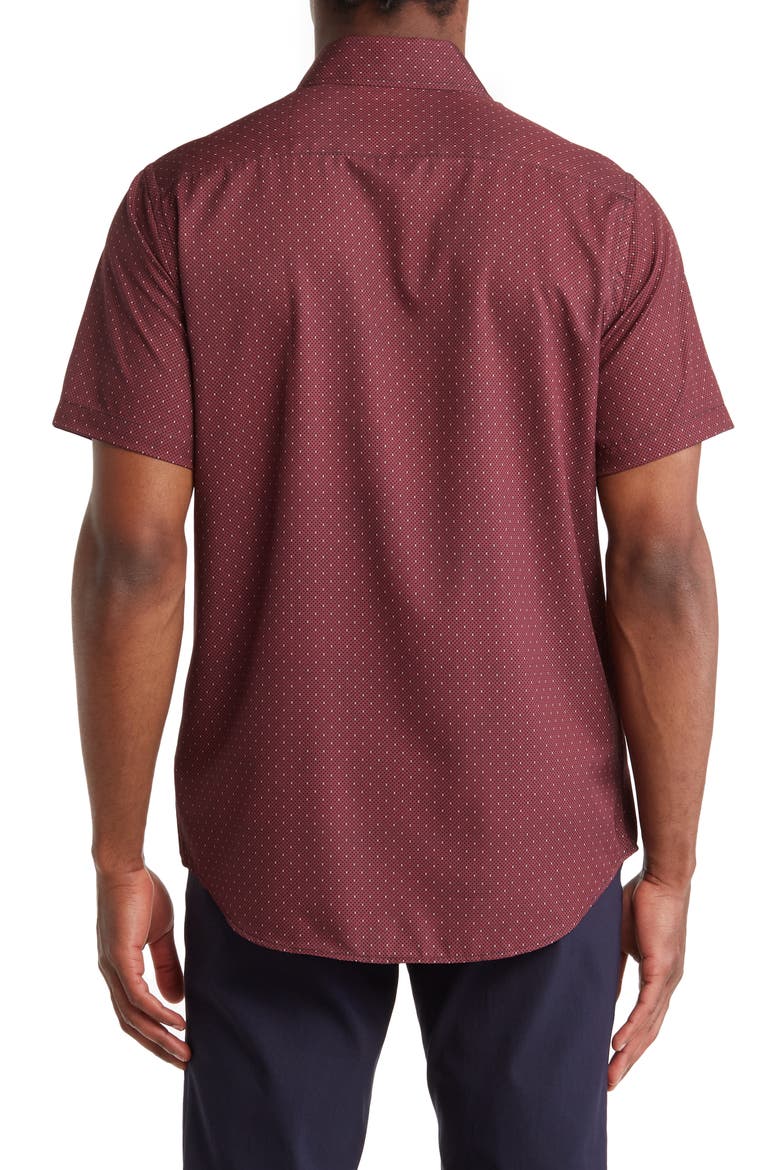 Slim Fit Performance Short Sleeve Button-Up Shirt, Alternate, color, RED