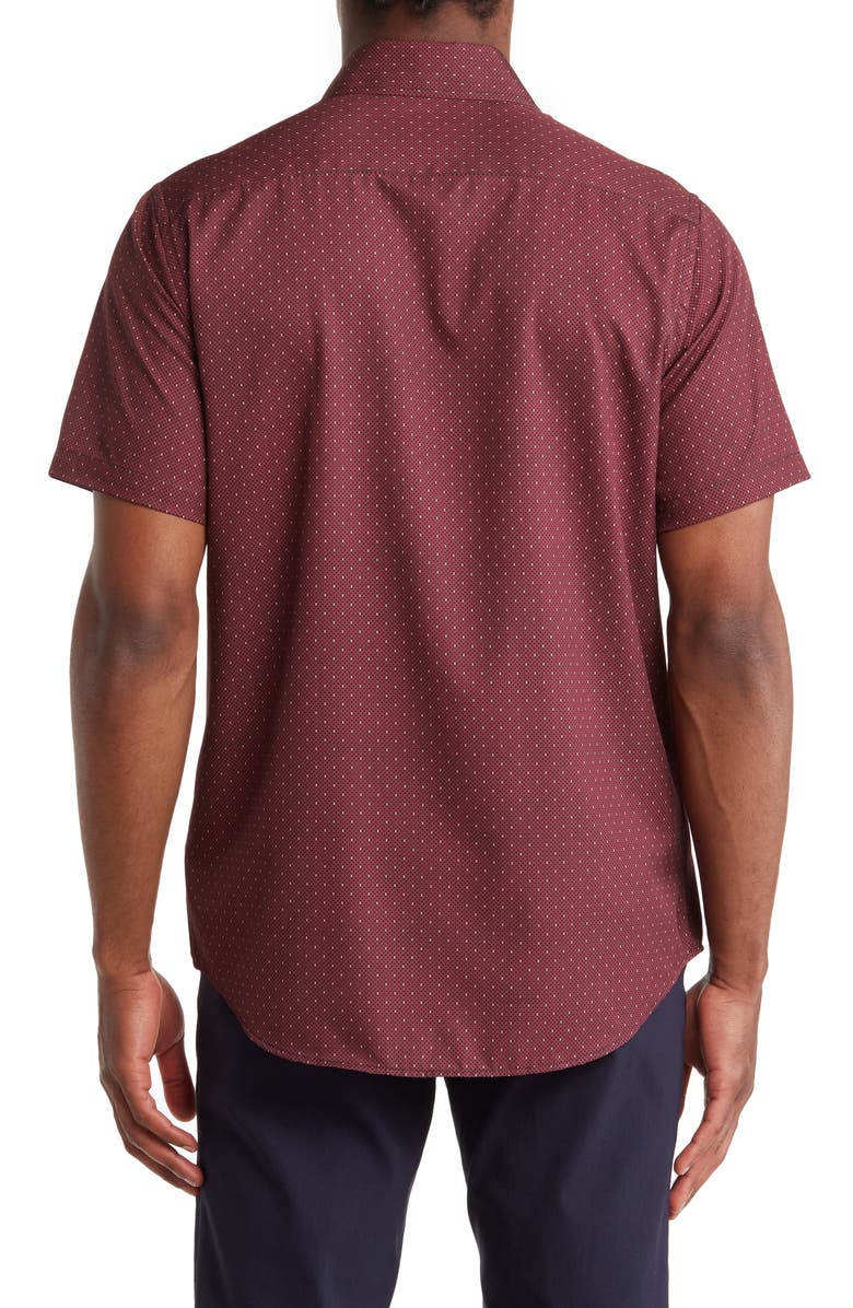 TOM BAINE Slim Fit Performance Short Sleeve Button-Up Shirt, Alternate, color, Red