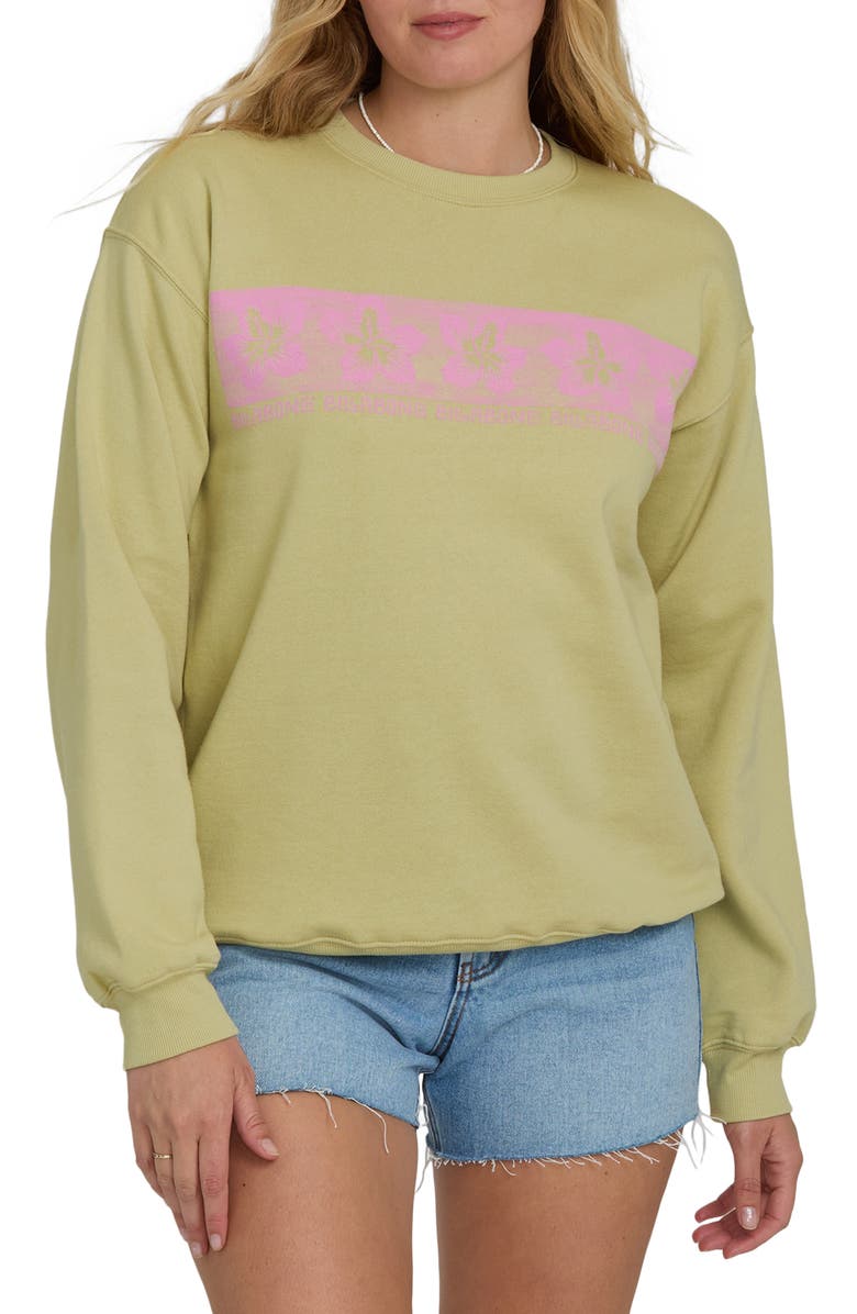 Billabong Giving Shade Fleece Graphic Sweatshirt, Main, color, Cactus