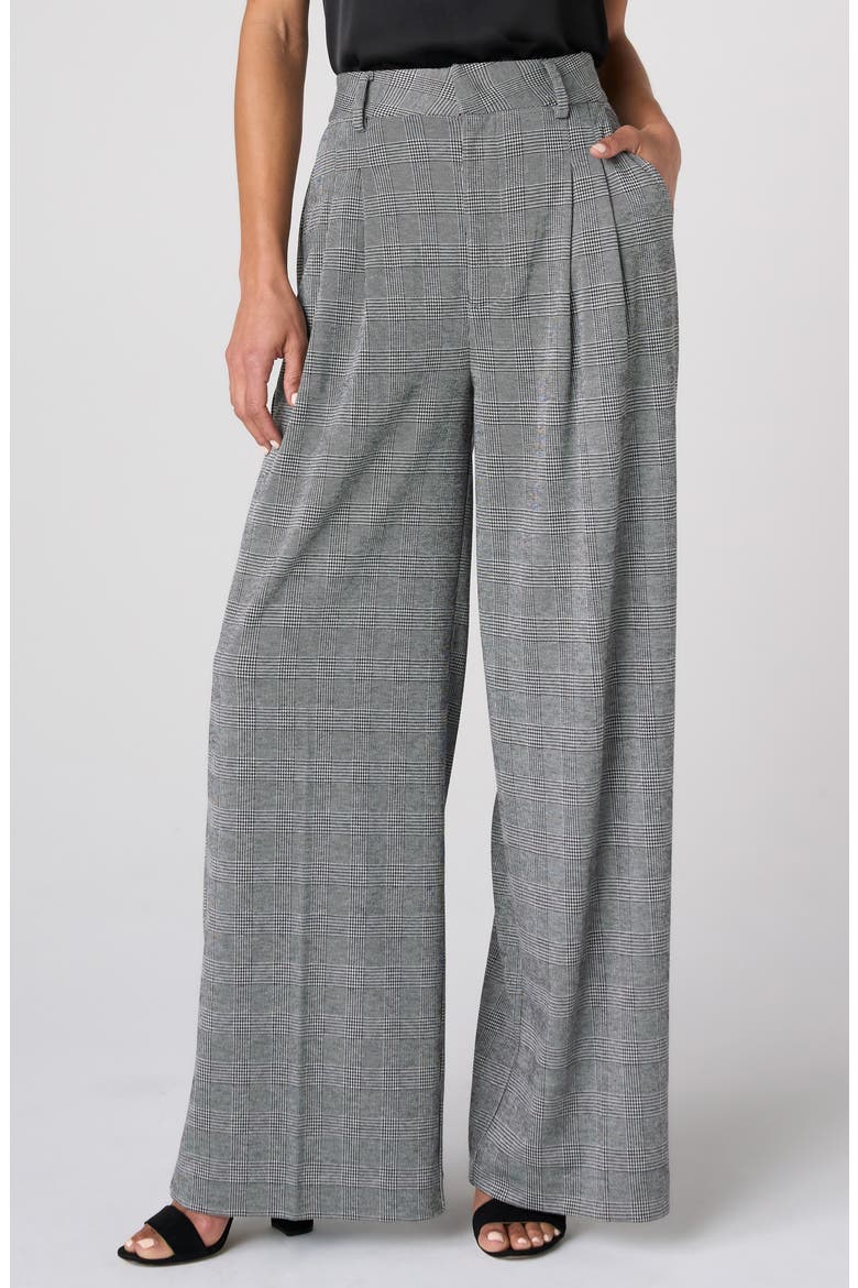 Brooke Glen Plaid Wide Leg Pants, Main, color, BLACK/ WHITE