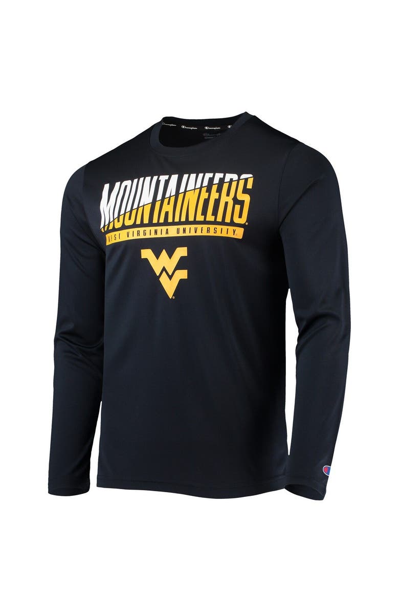 Champion Men's Champion Navy West Virginia Mountaineers Wordmark Slash Long Sleeve T-Shirt, Alternate, color, 