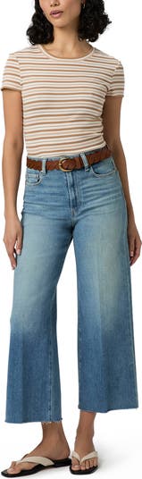 Anessa High Waist Raw Hem Wide Leg Jeans