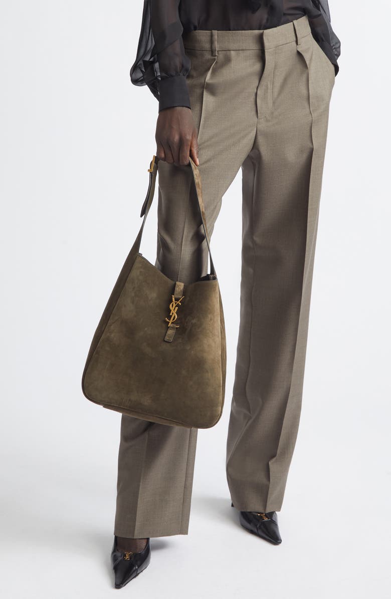 Saint Laurent Large 5 à 7 Leather Hobo Bag, Alternate, color, Light Musk