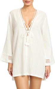 Robin Piccone Marina Lace-Up Cover-Up Tunic