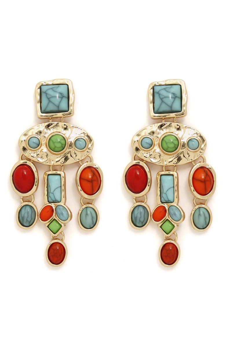 Petit Moments Dusk Statement Drop Earrings, Main, color, Turquoise