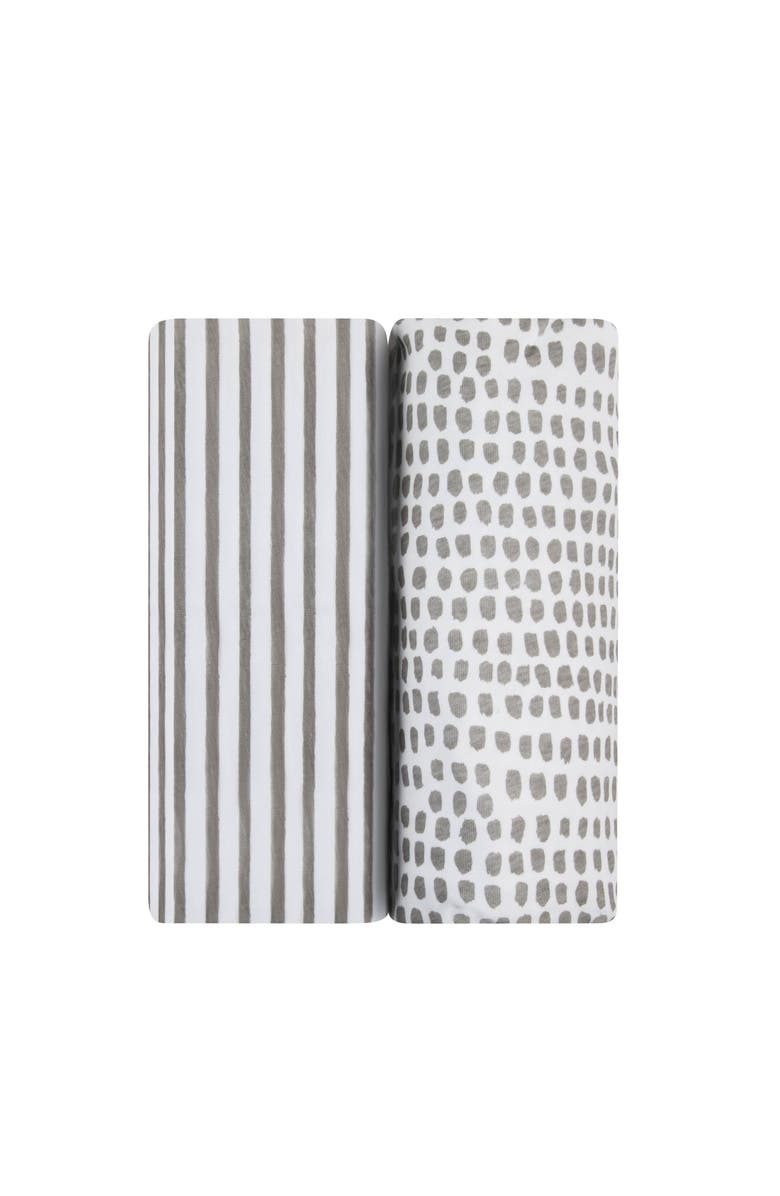 Ely's & Co. Baby Fitted Waterproof Pack N Play | Mini Portable Crib Sheet Set 2 Packs, Main, color, Taupe Stripes & Splash