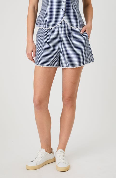 Gingham Lace Trim Shorts