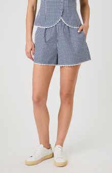 French Connection Gingham Lace Trim Shorts