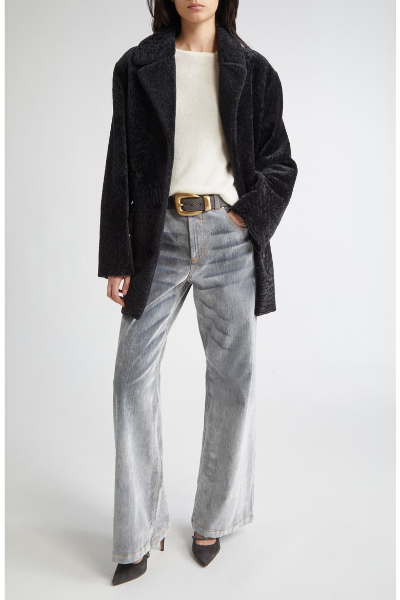 Flocked Denim Flare Leg Jeans, Alternate, color, 13 LIGHT GRAY MELANGE