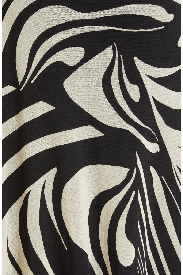 Swirl Print Ruched Mesh Sleeveless Dress, Alternate, color, NERO
