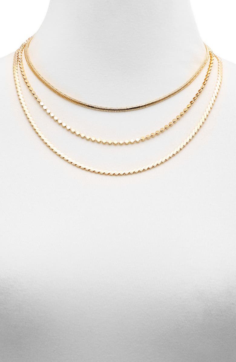 Vince Camuto Set of 3 Layered Chain Necklaces, Alternate, color, Gold Tone