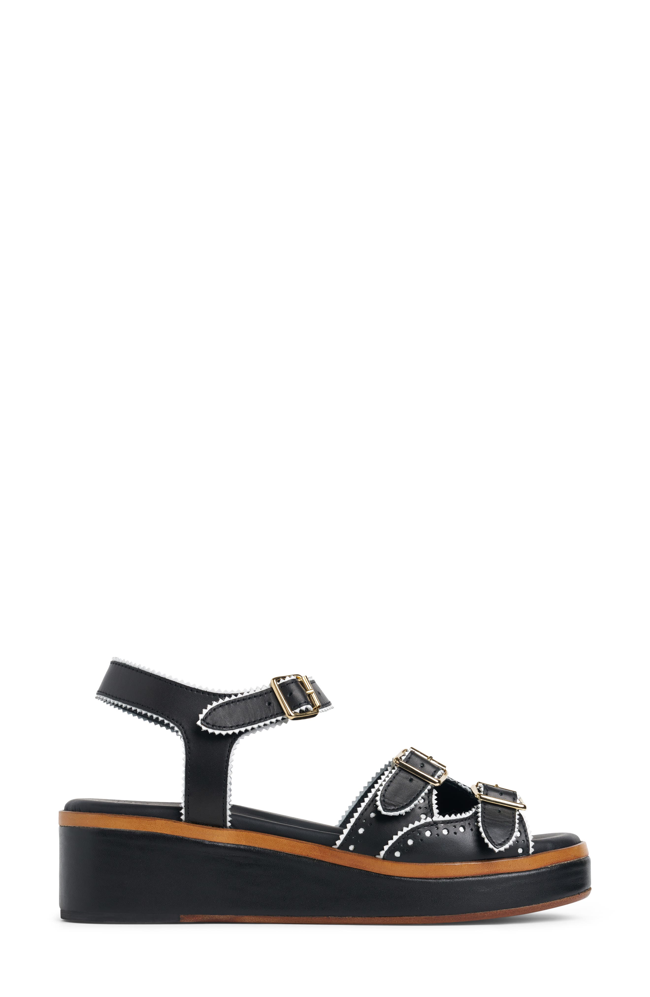 THE OFFICE OF US Miss Gia Leather Platform Sandal, Alternate, color, Black/ White