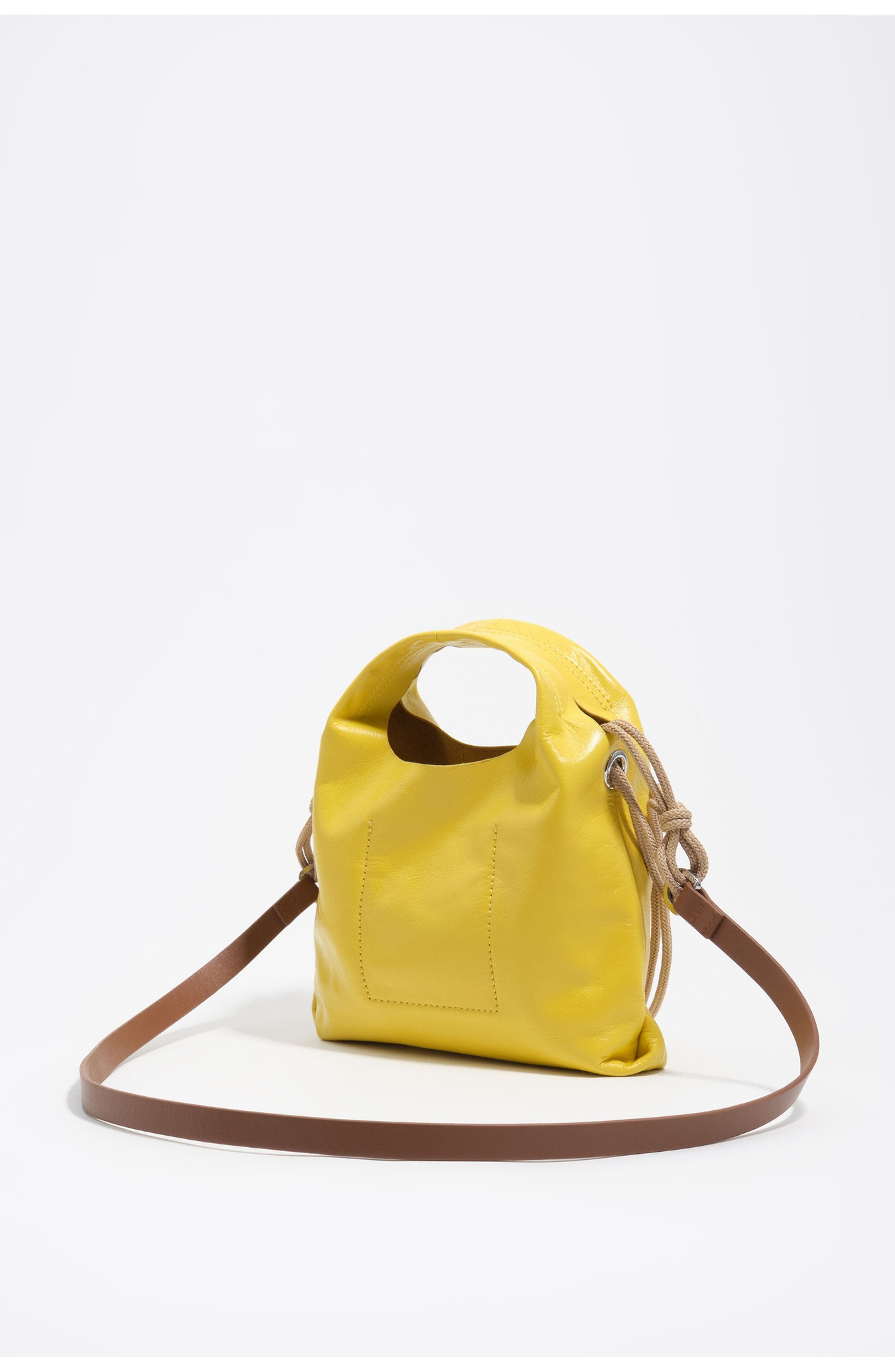Leather Mini Paper Bag SS26, Alternate, color, YELLOW