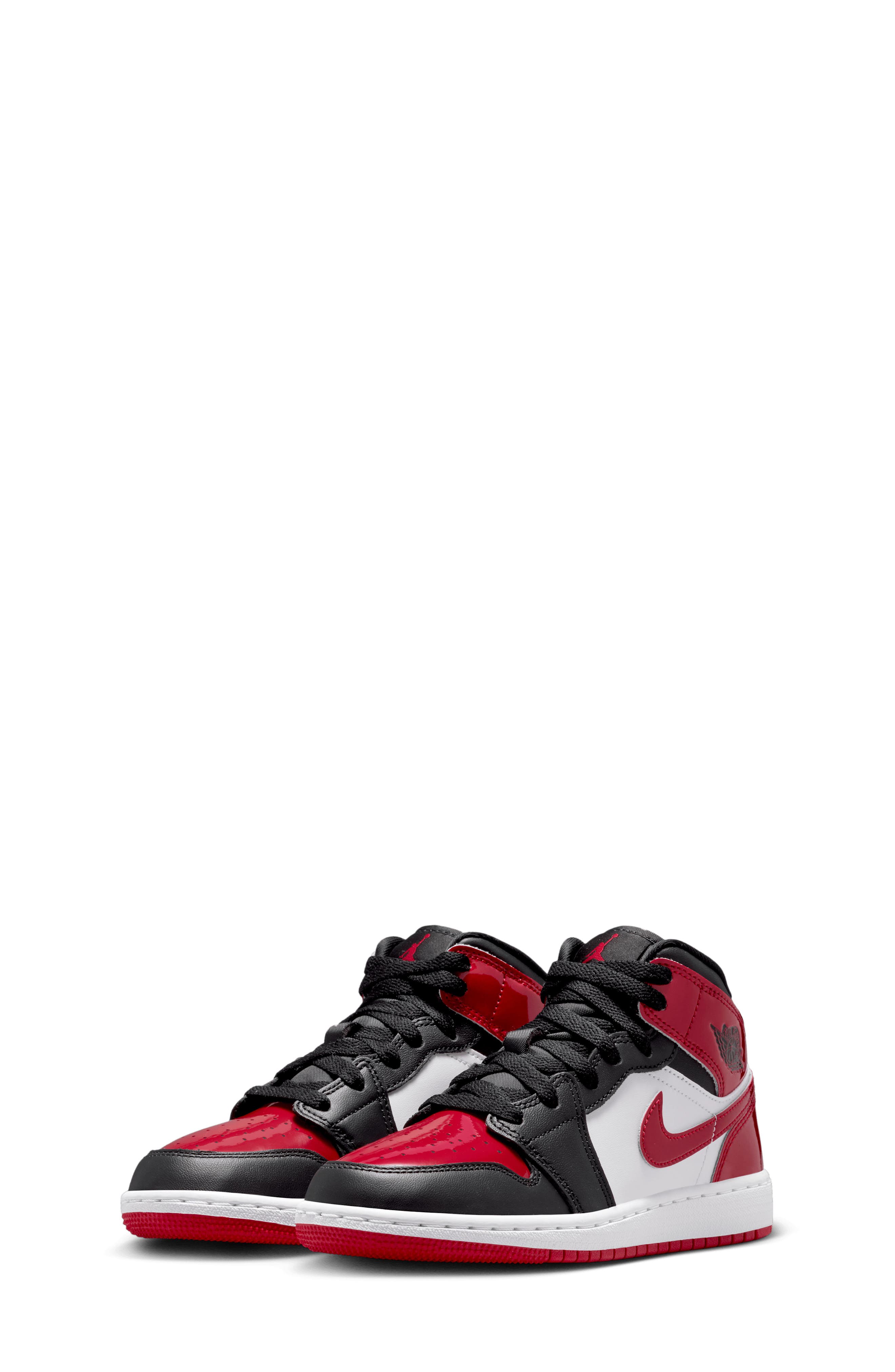 Nike Kids' Air Jordan 1 Mid Sneaker, Main, color, Black/ White/ Gym Red