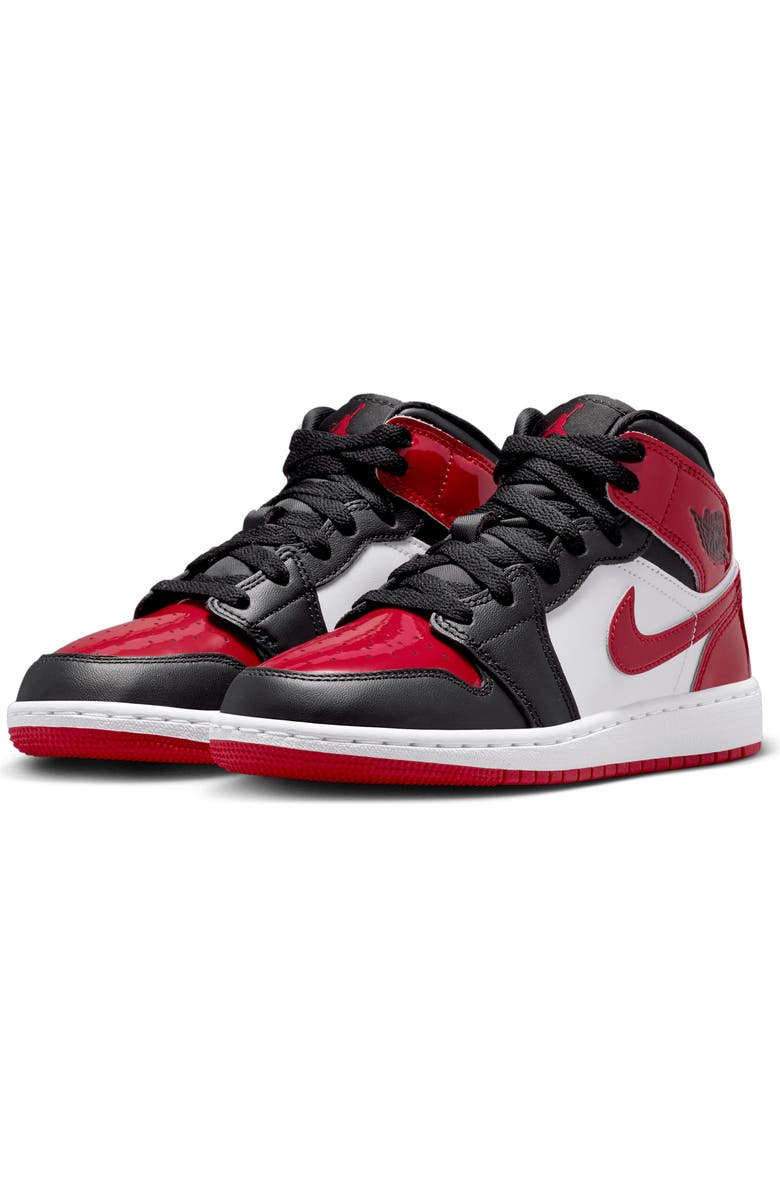 Nike Kids' Air Jordan 1 Mid Sneaker, Main, color, Black/ White/ Gym Red