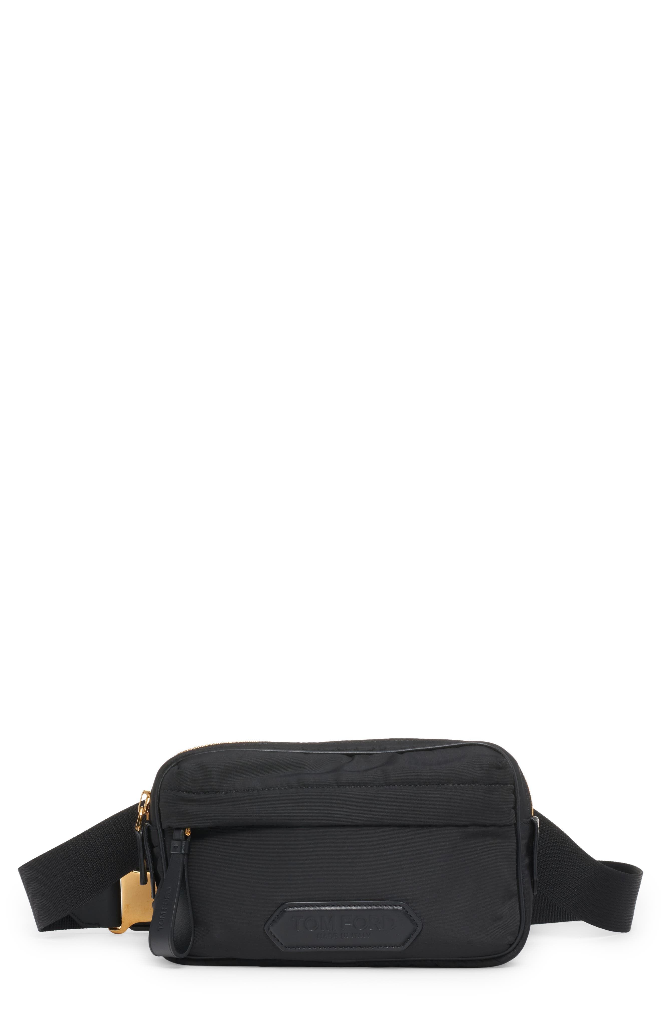 TOM FORD Recycled Nylon Waist Bag, Main, color, Black