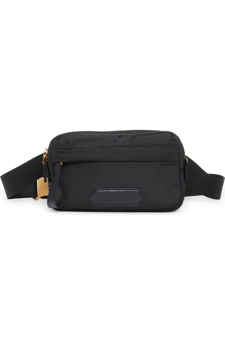 TOM FORD Recycled Nylon Waist Bag, Main, color, Black