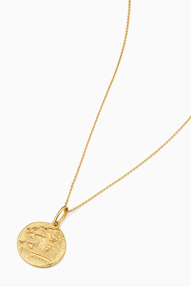 14K Yellow Gold Greek Lion Medallion Necklace, Alternate, color, Yellow Gold
