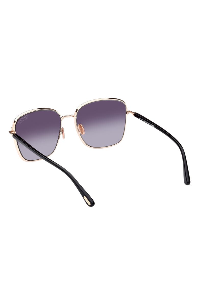 TOM FORD Fern 57mm Polarized Square Sunglasses, Alternate, color, Rose Gold/Smoke Polarized