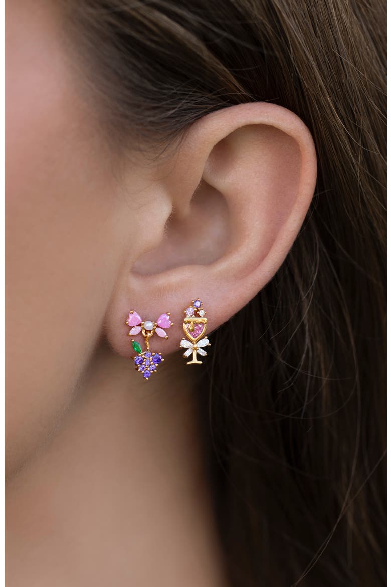 Rosé All Day Set of 4 Stud Earrings, Alternate, color, PINK MULTI/ GOLD