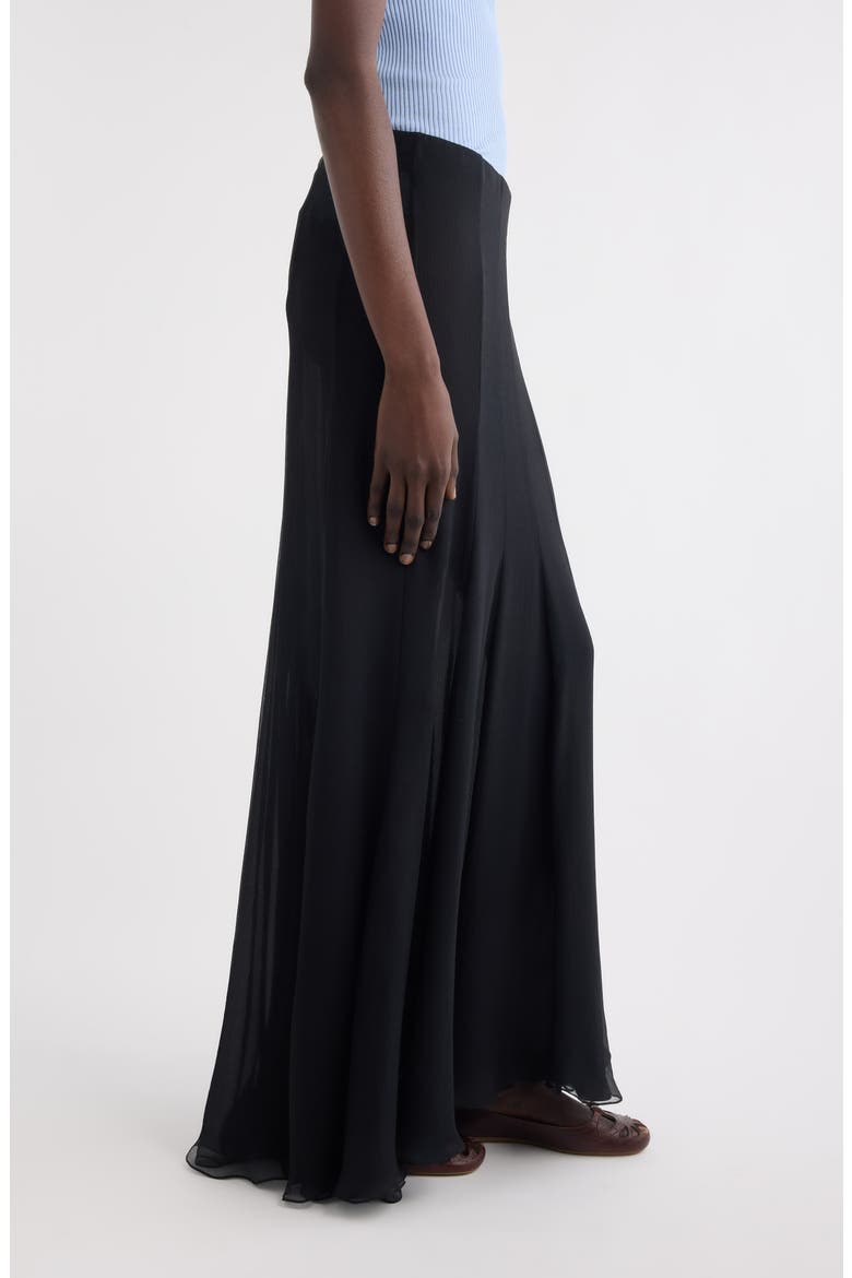 Semisheer Washed Satin Maxi Skirt, Alternate, color, BLACK