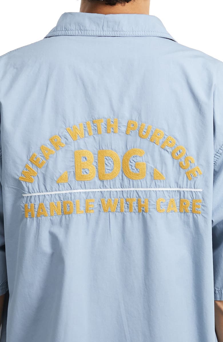 BDG Urban Outfitters Embroidered Short Sleeve Utility Button-Up Shirt, Alternate, color,