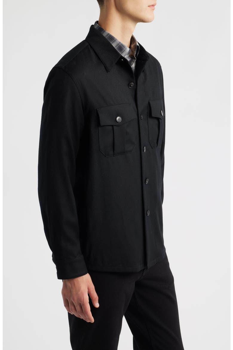 Regular Fit Wool Flannel Overshirt, Alternate, color, BLACK