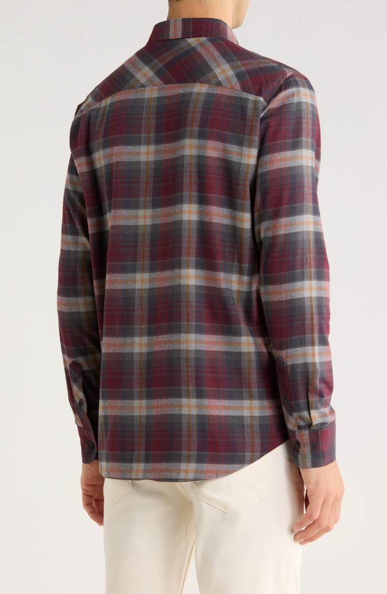 TravisMathew Seamus Plaid Button-Up Flannel Shirt, Alternate, color, Roan Rouge