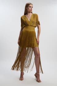 Karen Millen Bandage Knit Fringe Detail Dress