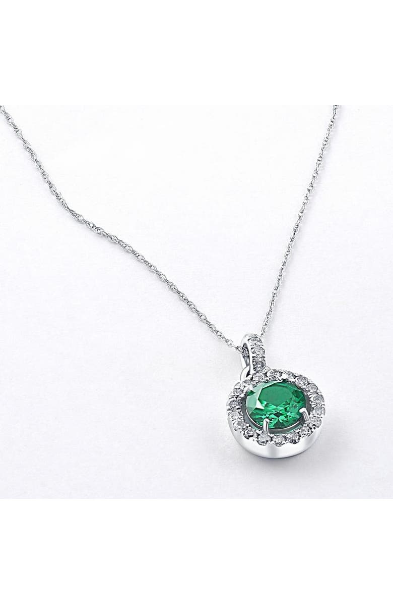 Bliss Diamond 1 1/2Ct Emerald Diamond Halo Pendant Women's 10k Gold Necklace 18" Length, Alternate, color, 