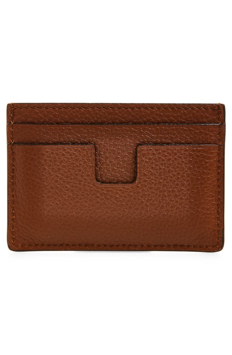 TOM FORD T-Line Soft Grain Leather Card Holder, Alternate, color, 1B108 Midbrown