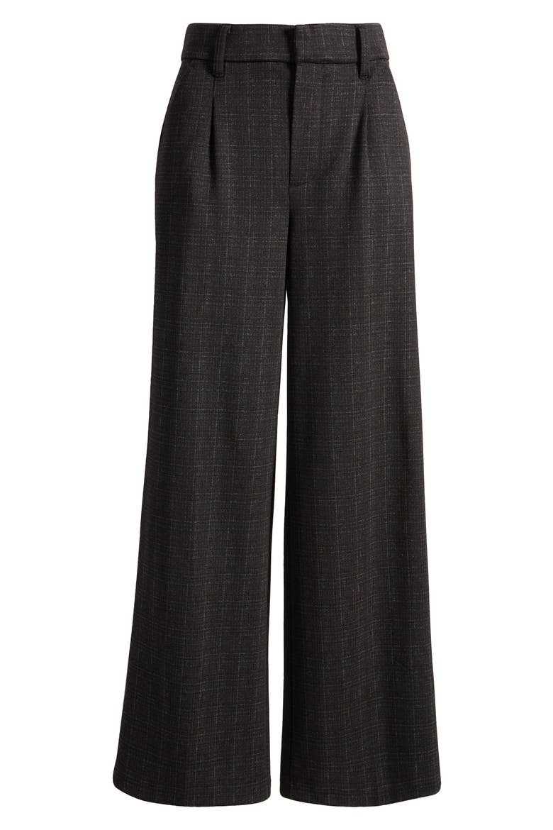 'Ab'Solution Skyrise Plaid Wide Leg Ponte Pants (Nordstrom Exclusive), Alternate, color, CHARCOAL MULTI