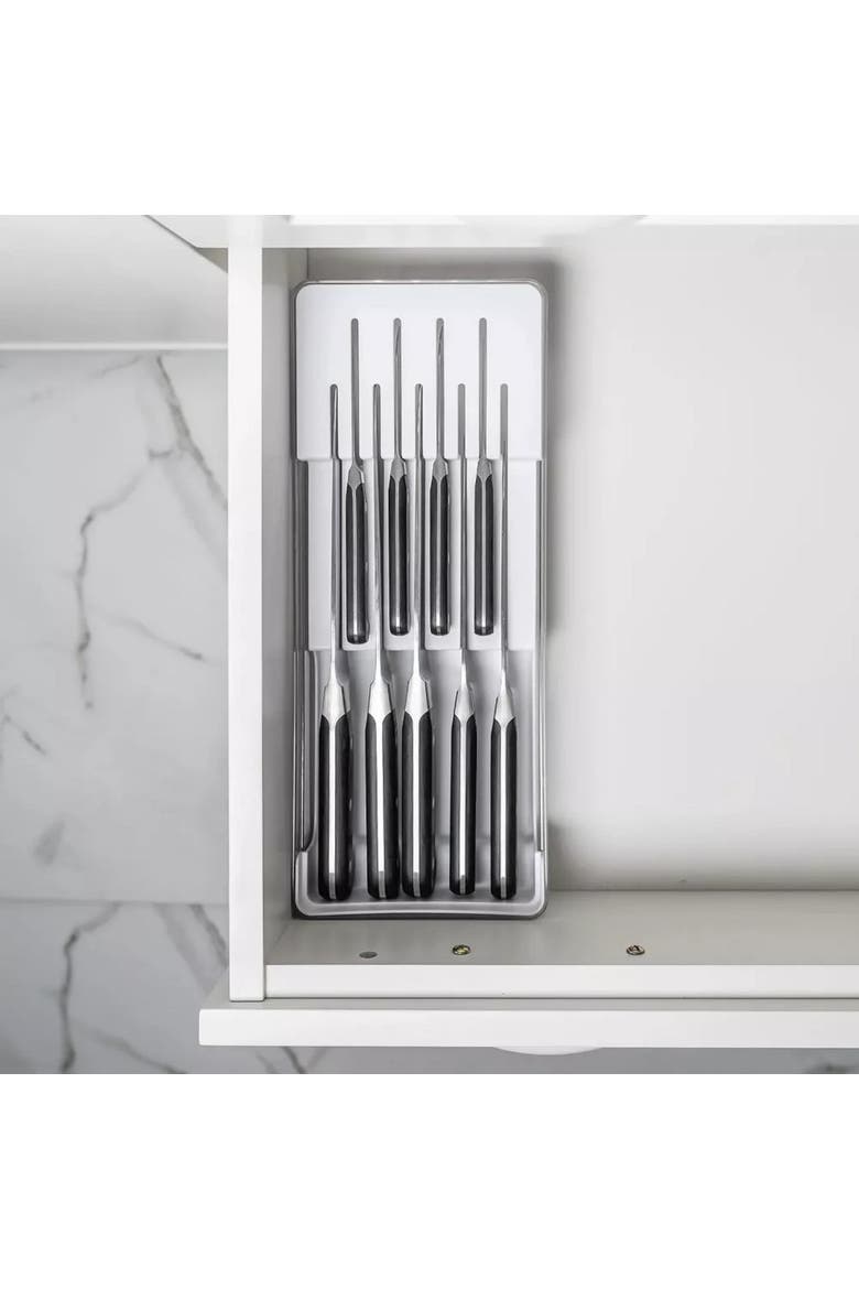 Compact Modular In Drawer Knife Organizer Tray, Alternate, color, White