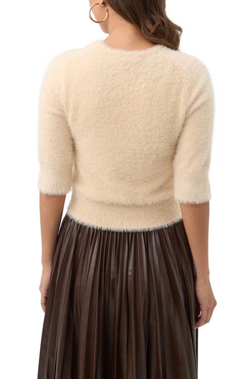 Trina Turk Maliah Fuzzy Elbow Sleeve Sweater In Neutral