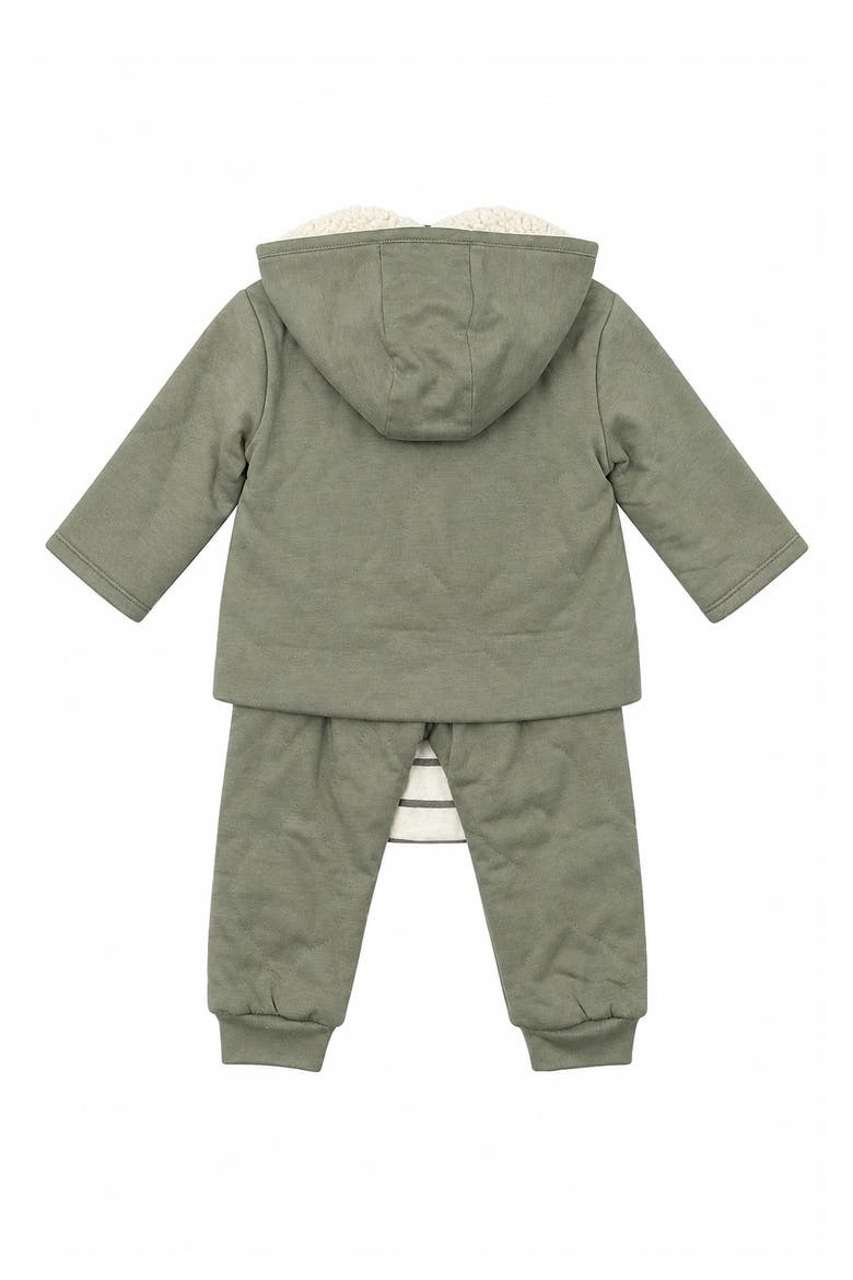 Kids' 3-Piece Quilted Jacket, Bodysuit & Joggers Set, Alternate, color, OPEN GREEN