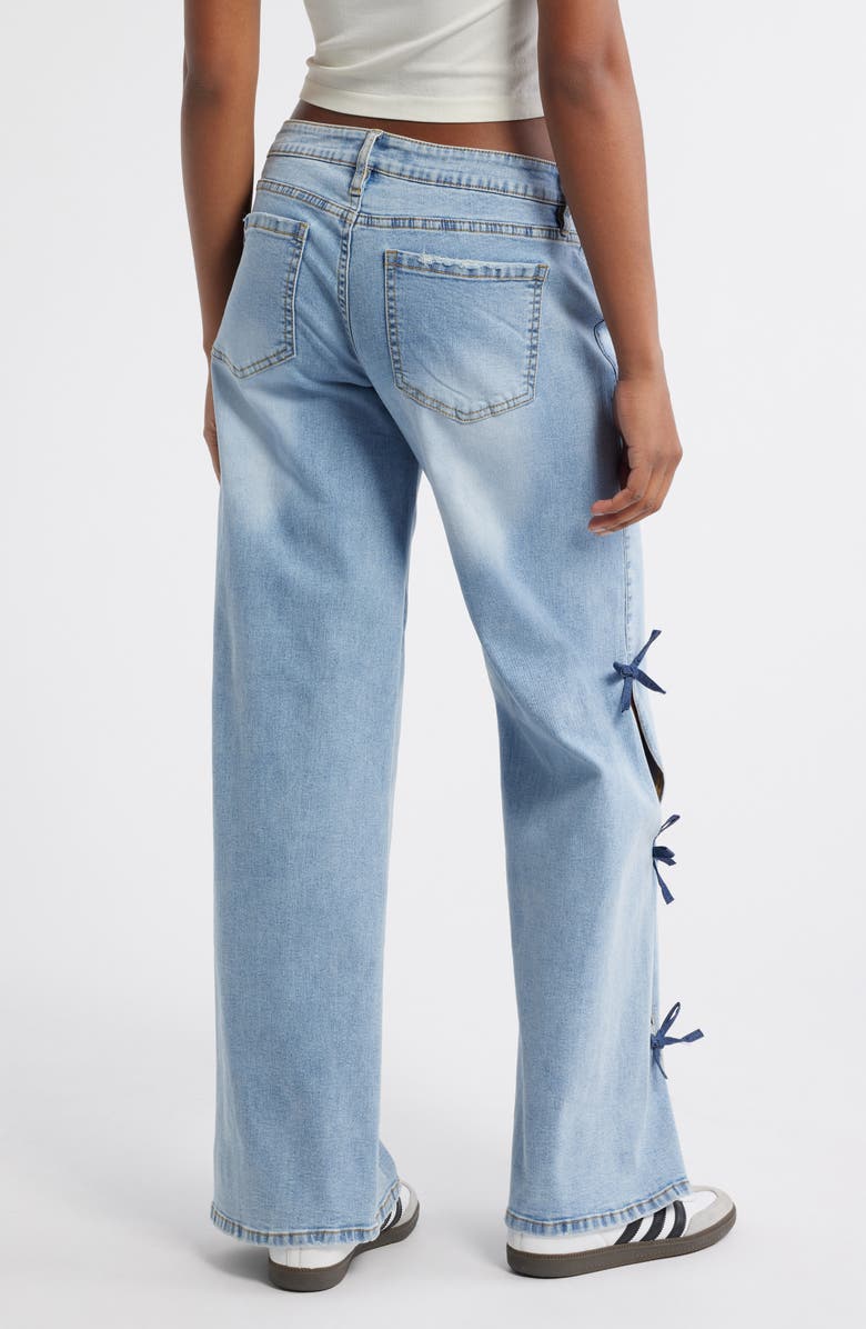 PTCL Low Rise Bow Side Slit Wide Leg Jeans, Alternate, color, 