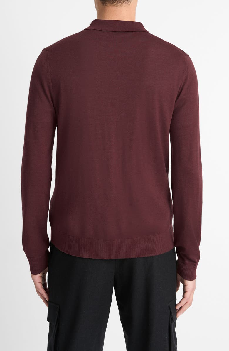Vince Long Sleeve Merino Wool Polo, Alternate, color, Port