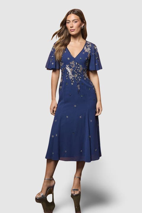 Floral Embellished Midi Dress