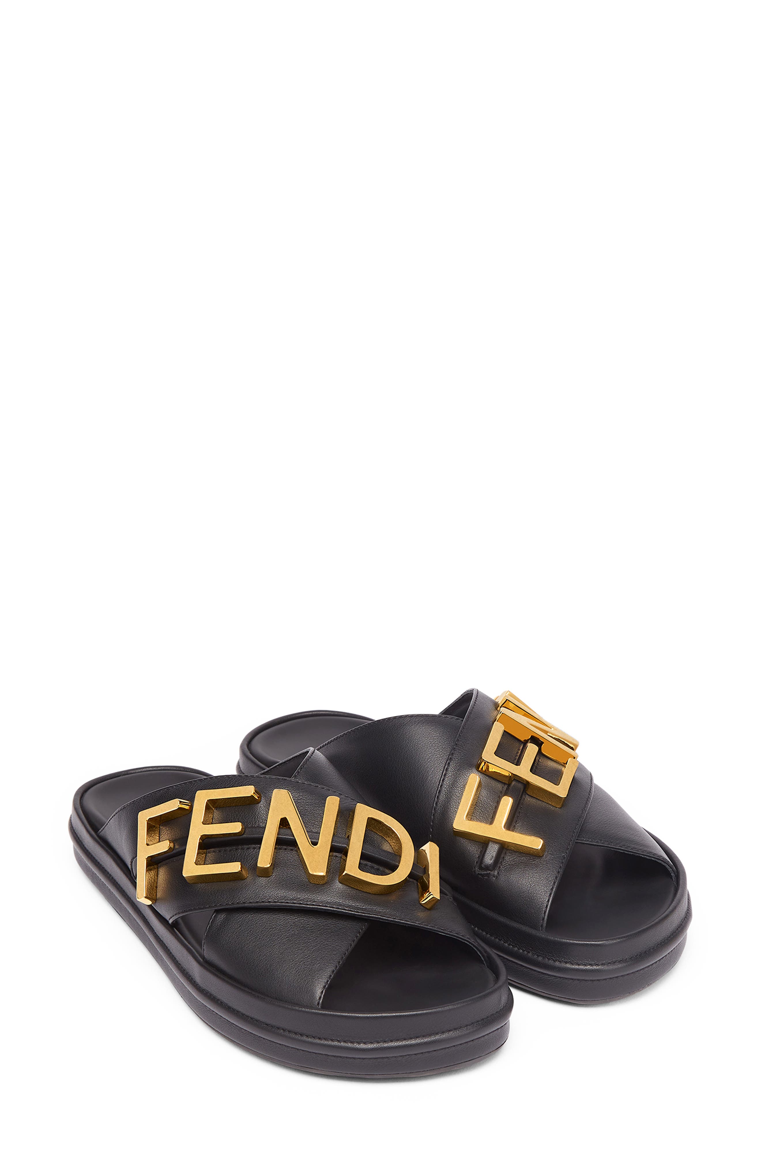 Fendi graphy Platform Slide Sandal, Main, color, 