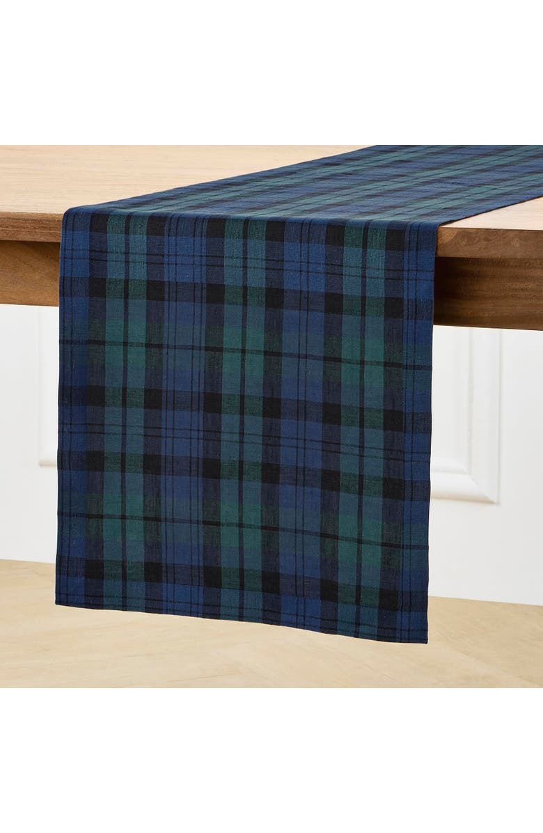 Solino Home Linen Table Runner - Blackwatch Plaid, Alternate, color, Blue And Green