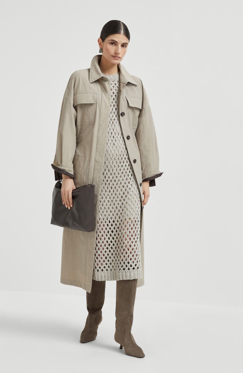 Brunello Cucinelli Dazzling net dress, Alternate, color, Cool Beige