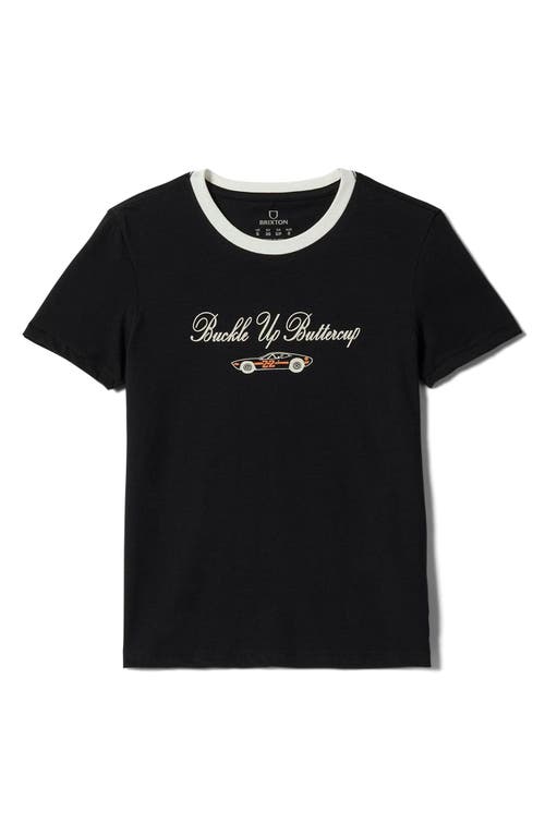 Brixton Buckle Up Ringer Graphic T-shirt In Black