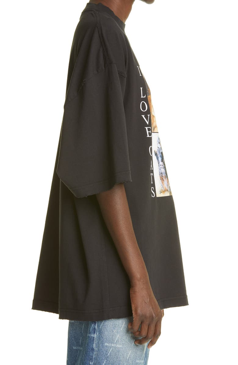 Balenciaga I Love Cats Oversize Graphic Tee, Alternate, color,