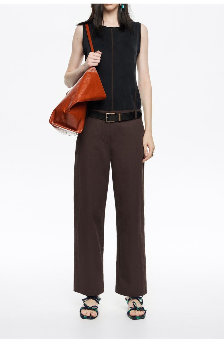 Bimba y Lola Cotton Straight Leg Trousers, Alternate, color, Burgundy