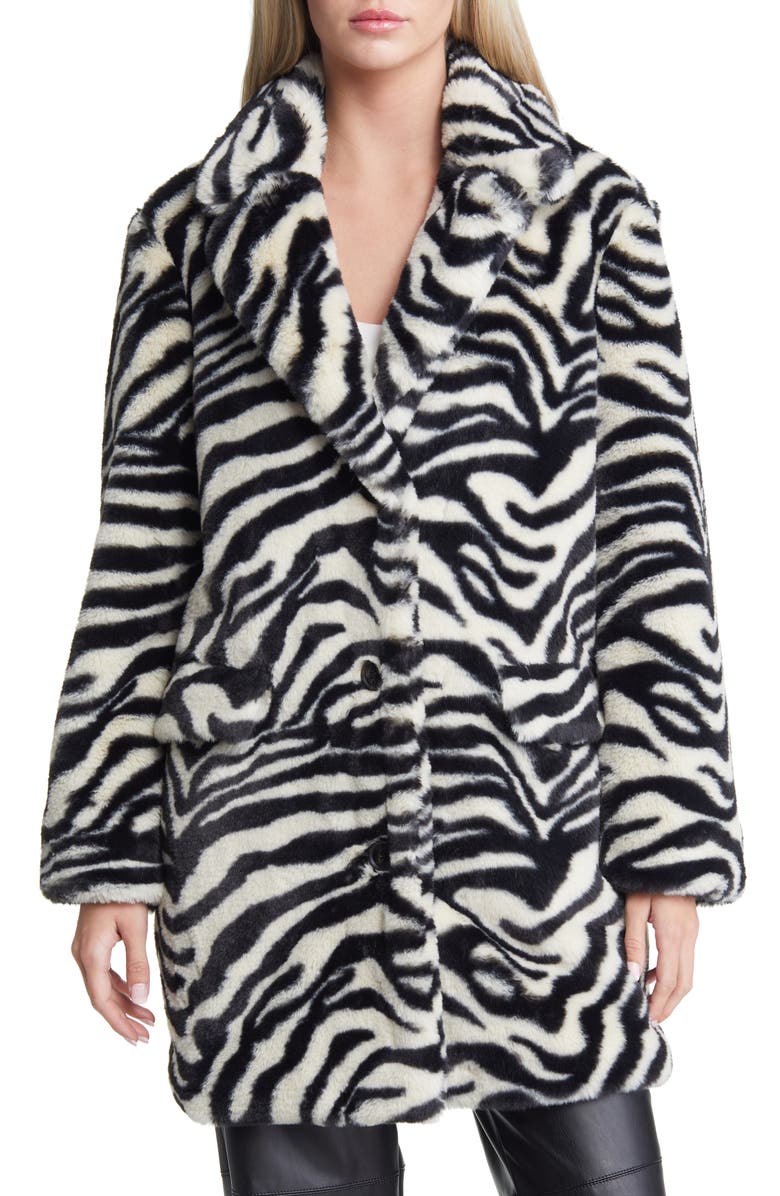 VERO MODA Rome Stripe Faux Fur Jacket, Alternate, color, 
