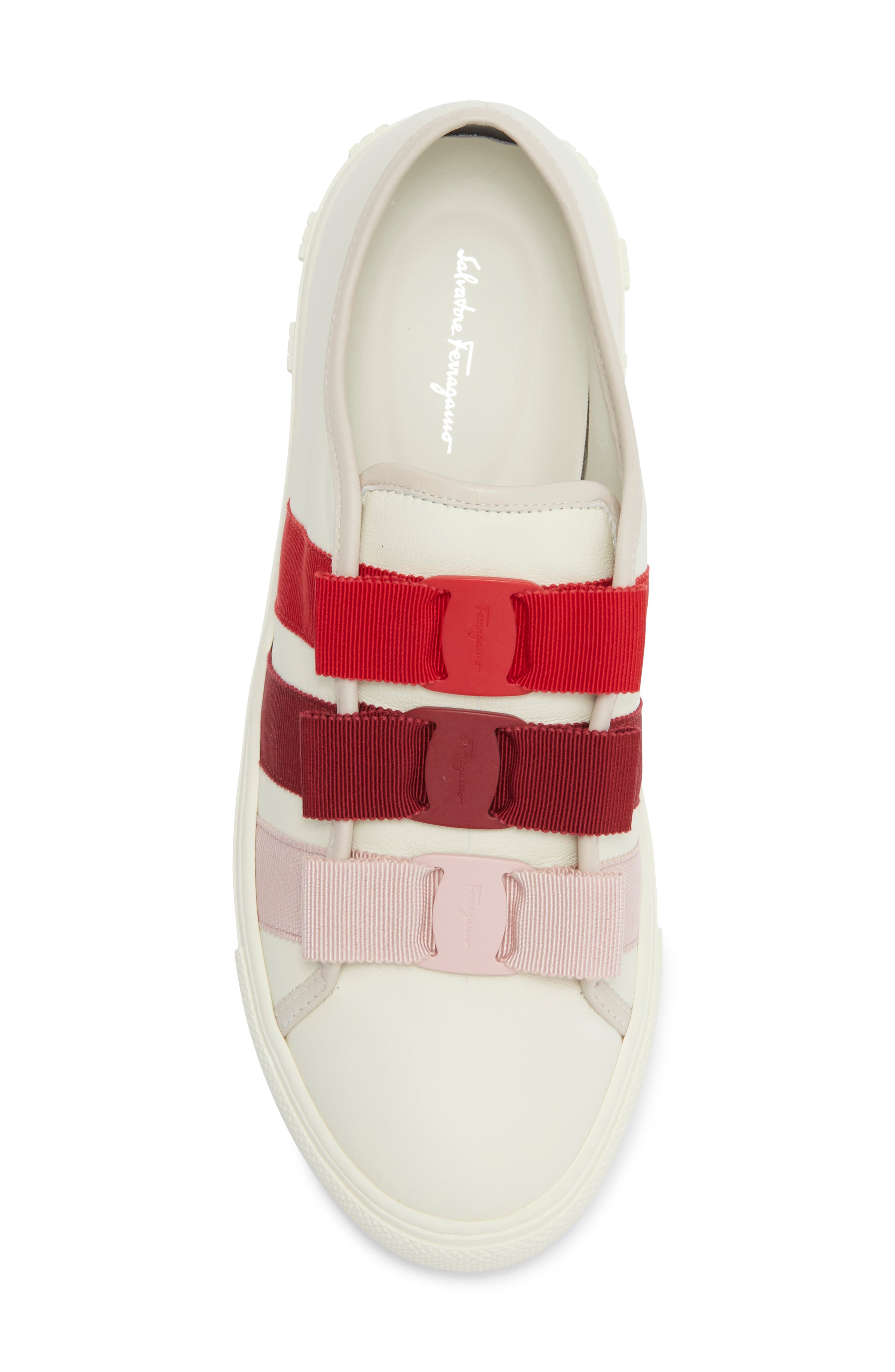 FERRAGAMO Bow Slip-On Sneaker, Alternate, color, White