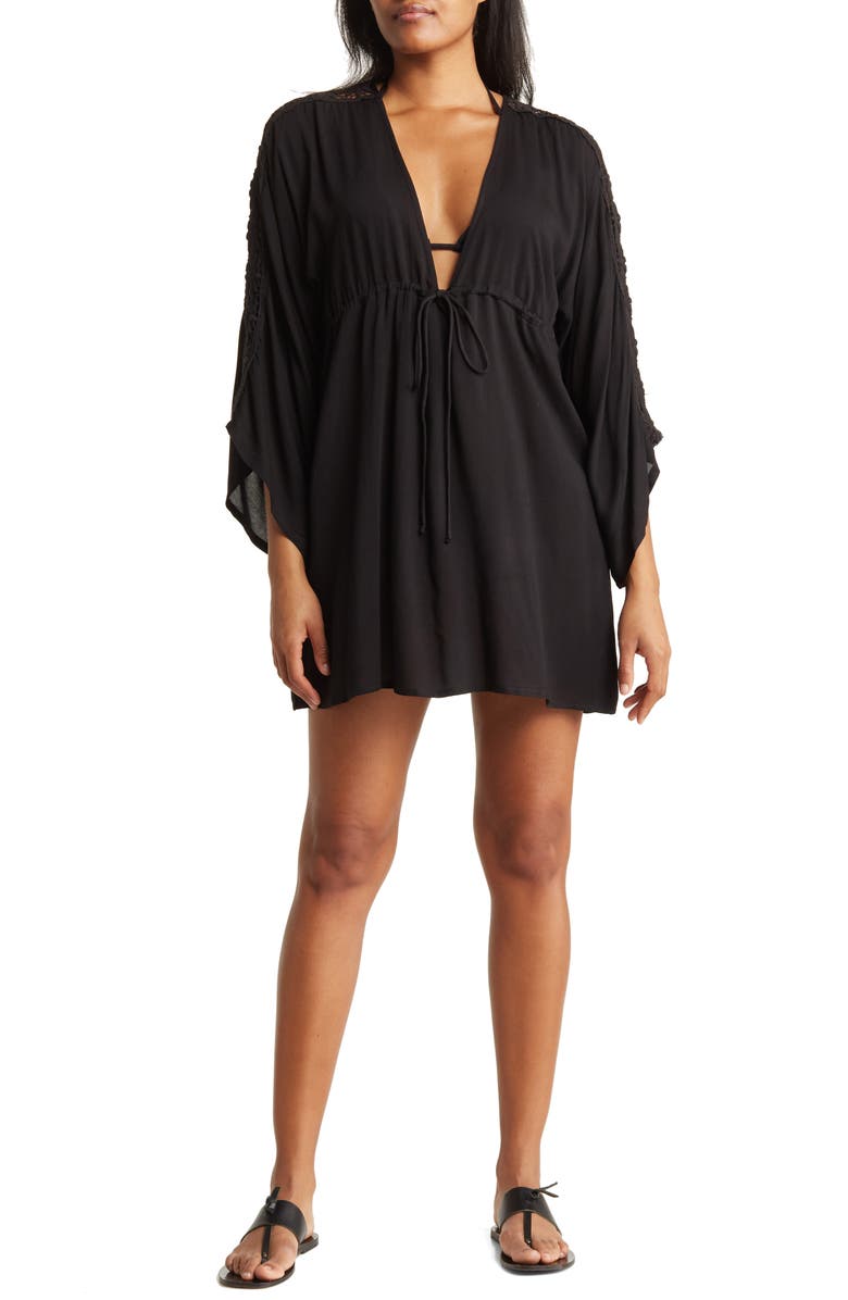 BOHO ME Lace Trim Cover-Up Tunic Top, Main, color,