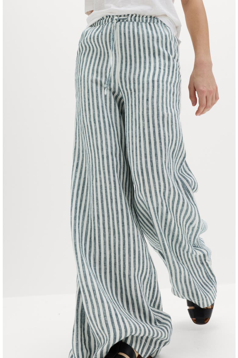 Linen Palazzo Pants, Alternate, color, BLACK/ MULTI