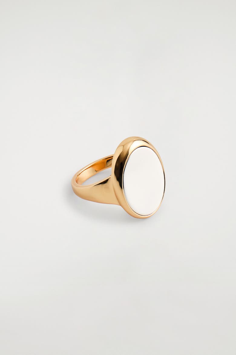 Two-tone Signet Ring, Main, color, GOLD / SILVER