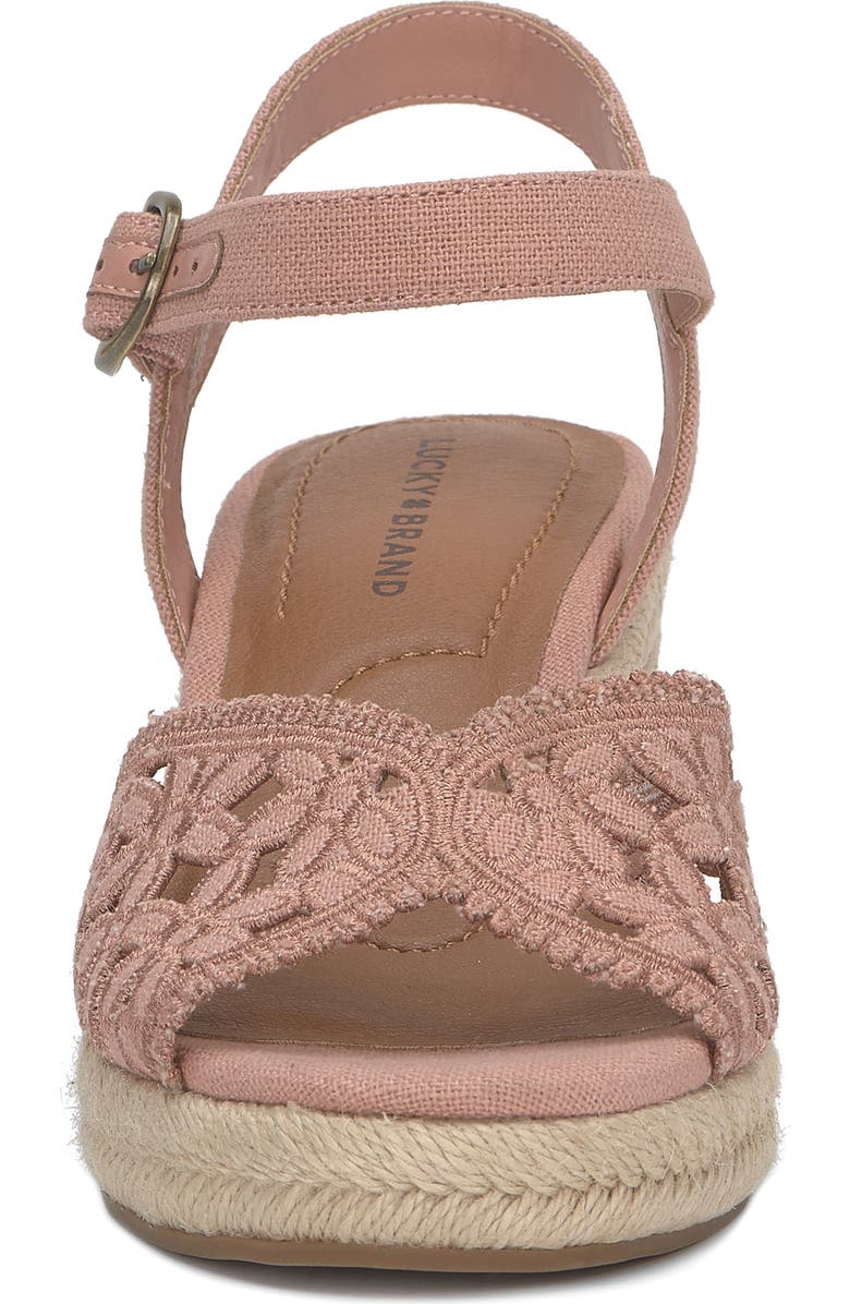 Lucky Brand Coyna Espadrille Ankle Strap Platform Wedge Sandal, Alternate, color, Bellini Linen